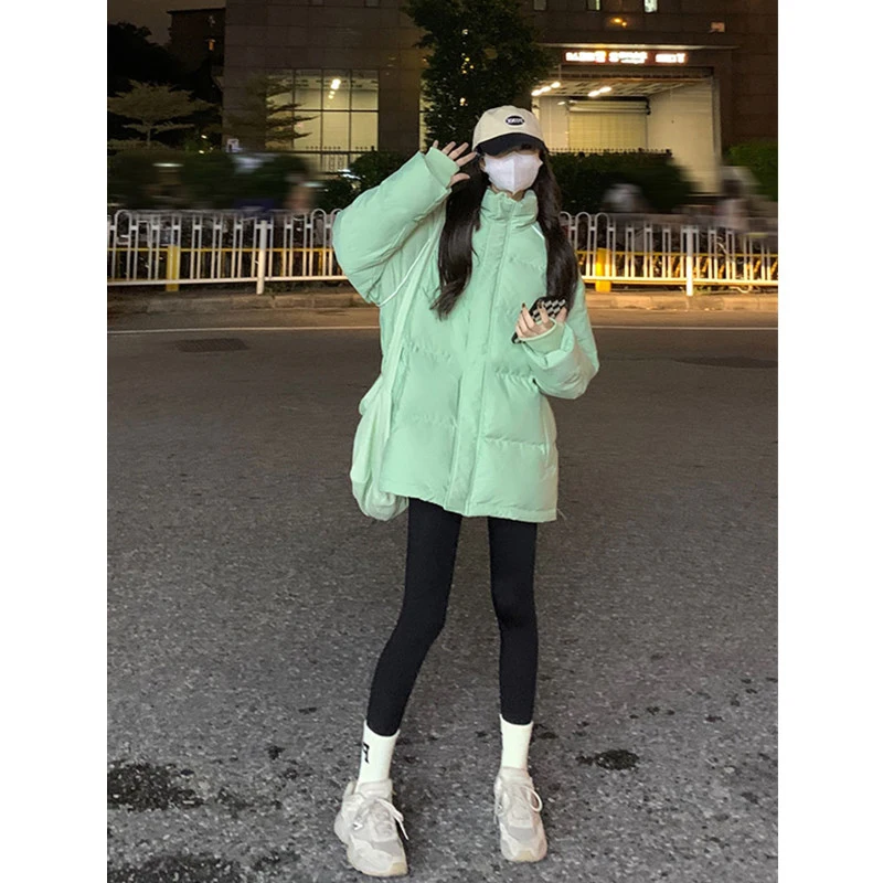 

Casual Down Jacket Women Stand Collar Full Sleeve Loose Solid Coat Women 2022 Winter Korean Fashion Thicken Warm Outwear Female