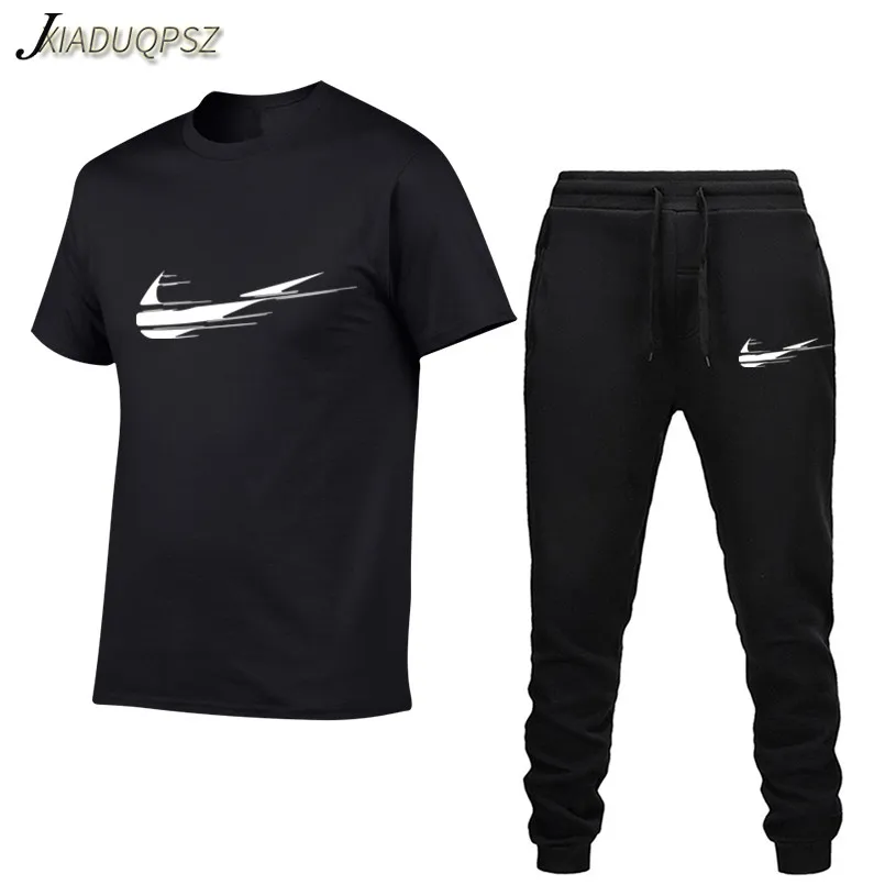 

2019 Summer New Men's T-shirt Tracksuit Casual Suits Clothing Man Sets Tops+Pants Male sweatshirt Men Brand T Shirt Set