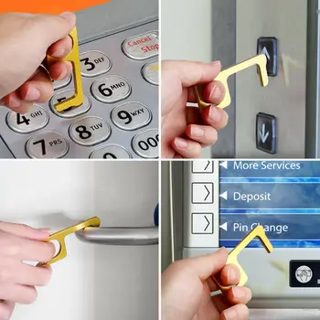 

Portable Clean Hand Golden/Silvery Alloy EDC Door Opener Elevator Handle Key 7*3*0.5cm Tool For Opening Doors Pressing Elevators