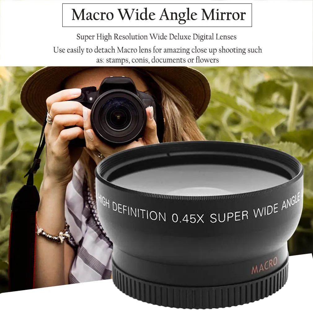 Профессиональный 52 мм 0,45 x широкоугольный макрообъектив для Nikon D3200 D3100 D5200 D5100 черный суперширокоугольный