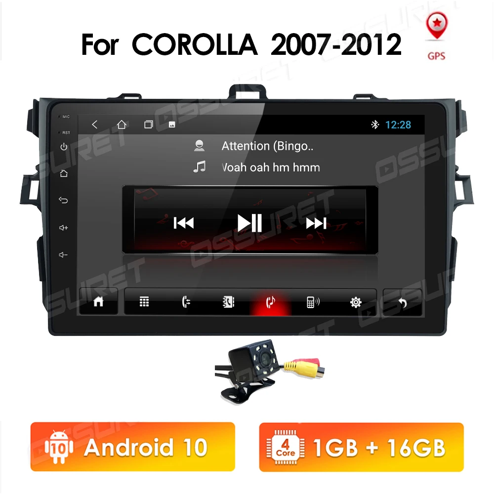 Android10 2Din Car Radio GPS for Toyota Corolla E140/150 2007 2008 2009 2010 2011 SWC Navi Player USB 4G DVR Stereo Multimedia