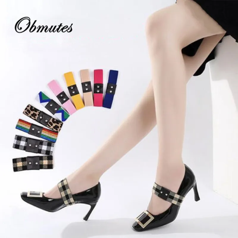 1Pair(2PCS) Women Shoes Accessories Leopard Belt Lazy Elastic Stretch Shoelace High Heel Shoe Straps for Holding Loose | Обувь