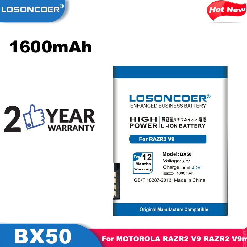 LOSONCOER 1600 мА/ч BX50 Мобильный телефон батарея для MOTOROLA RAZR2 V9 V9m Q9 Q9m Q9h | Запчасти
