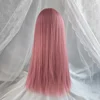 VICWIG-Peluca de cabello sintético liso con flequillo para mujer, pelo largo de 24 pulgadas, resistente al calor, color rosa, Cosplay ► Foto 2/6
