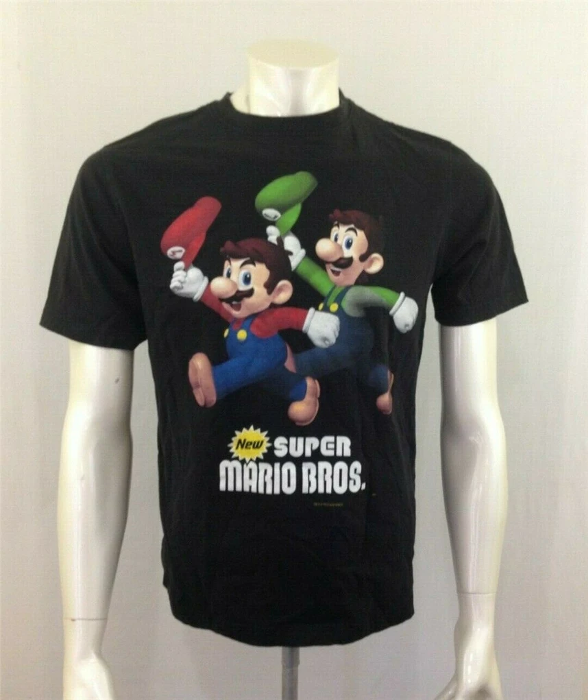 Nintendo Super Mario Bros 2010 Мужская черная футболка с кружевными рукавами Размер M из