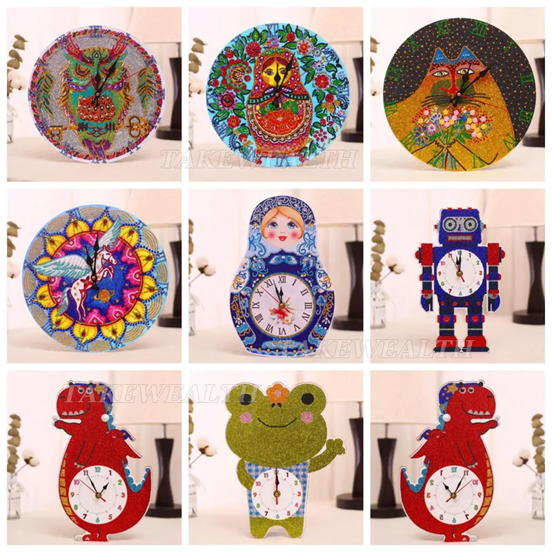 

New 3D Special Shaped Diamond Embroidery Owl Unicorn Wall Clock 5D Diamond Painting Cross Stitch Watch Diamond Mosaic Decor
