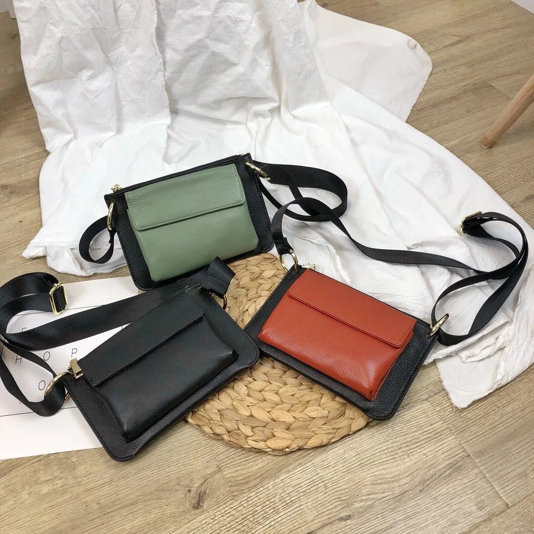 

Fashion Woman Wild Leisure Retro Color Matching Envelope Shoulderg Enuine Leather Bag High Quality Ins Show Drop Shipping