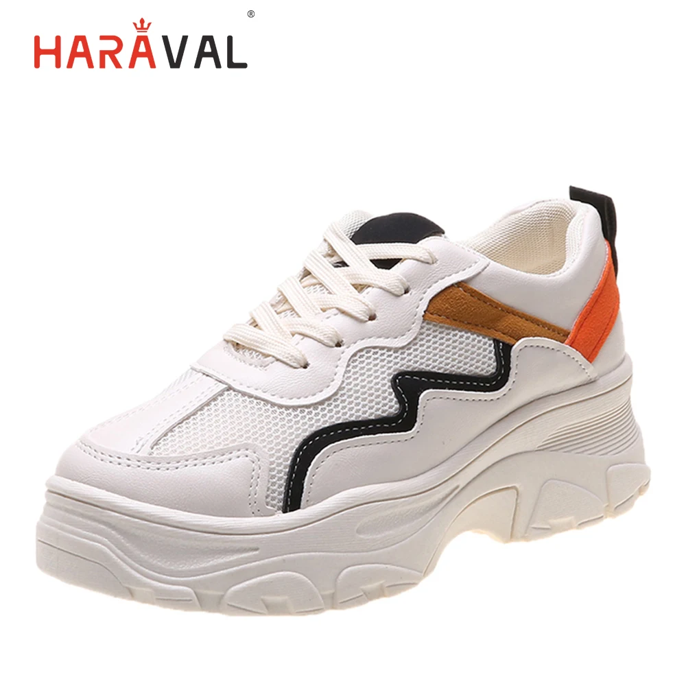 

HARAVAL Spring and autumn fashion white sneakers mesh breathable casual shoes women's comfortable simple running shoes van shoes