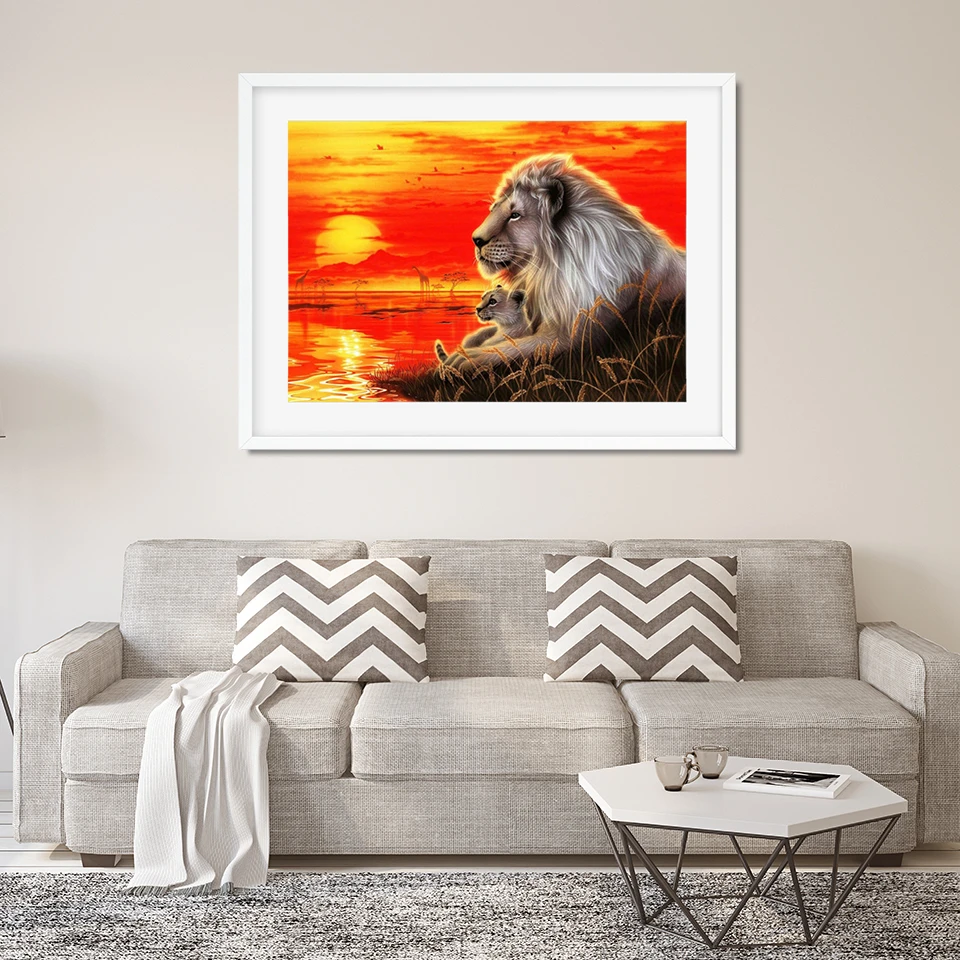 2020 Meian Lion 5D DIY Алмазная картина мозаика Лев ручной работы подарок полная дрель