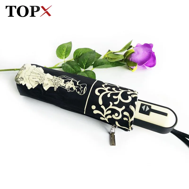 High Quality Korea Cute Princess Automatic Umbrella Rain Woman 3fold Sun Man Black Coating Female Ultralight Parasol | Дом и сад