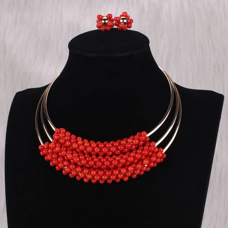 Dudo Bride Necklace For Women Choker Design Nature Coral Beads Jewelry Set For African Nigerian Weddings 2020 New