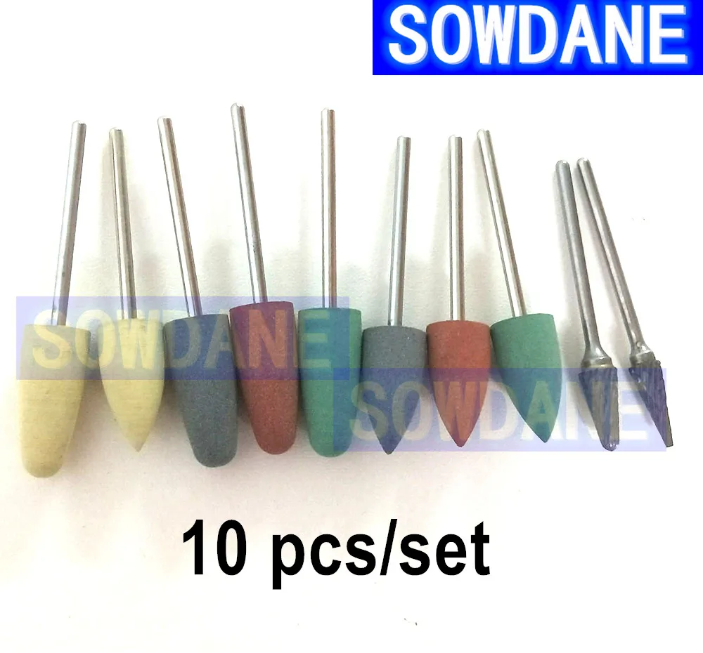 10pcs Dental Resin Base Acrylic Polishing Burs Kit Bur Polisher Rotary Dentist Polish Tool