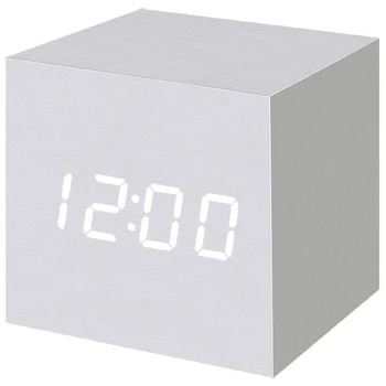 

Wooden Alarm Clock Digital LED Light Simple Mini Square with Date and Temperature, Suitable for Children's Bedroom