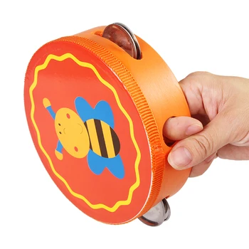 

Hand Drum Toys for Baby Children's Musical Instrument Toys Cartoon Educational Toy Wooden Bells Baby Appeased Toys