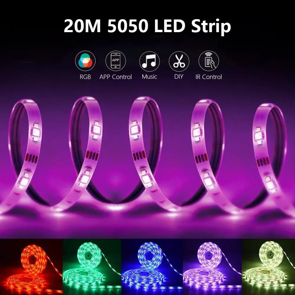 LED Strip Light 12V 18LEDS/M, RGB 5050 Lights,  Music Sync Color Changing, Built-in Mic, App Controlled LED Lights Rope Lights - 3