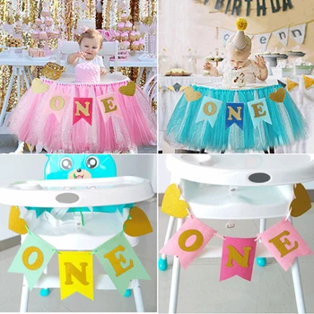 

Non-woven Fabric Garland Banner Baby One Years Old Birthday Party Letter Printing Flags Baby Shower Party Decor