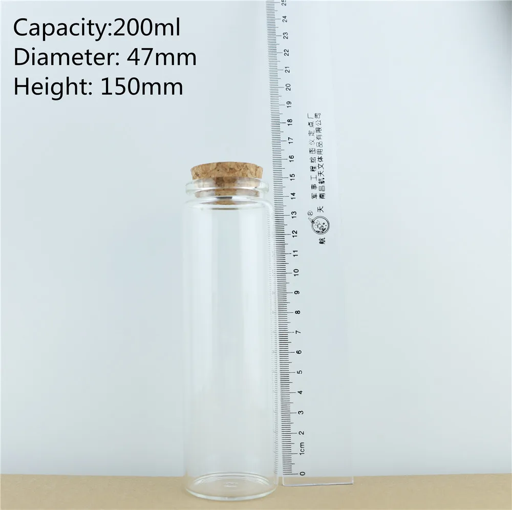 47mm Diameter 150ml 200ml 240ml Cork Crafts Glass Botttle Sub Jars Kitchen Storage Container Bottles In vitro Glass Jars 12PCS (11)