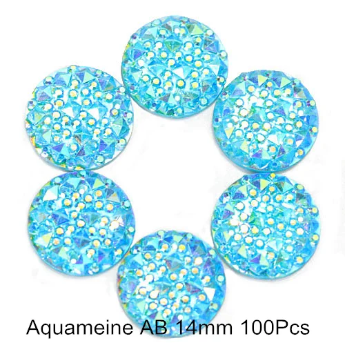 Aquamarine ab 14mm Большая рекламная акция, 50 шт. полимерные пришивные стразы необычной формы, Пришивные кристаллы, каплевидные круглые пришивные камни, аксессуары для рукоделия F0143 - Цвет: Aquamarine ab 14mm
