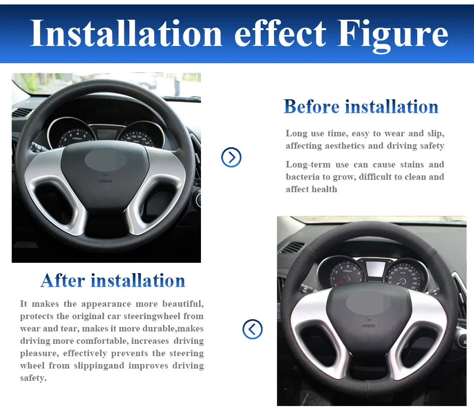 Черная мягкая искусственная кожа PU чехол рулевого колеса автомобиля для hyundai ix35 2011- Tucson 2 2013 2012 2011 2010