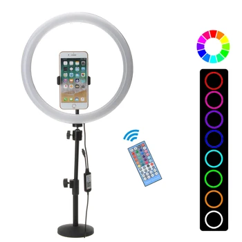 

13inch RGB Dimmable LED Ring Light 32cm Selfie Lamp For Phone Camera Makeup Youtube Live bluetooth APP+Infrared Remote Control