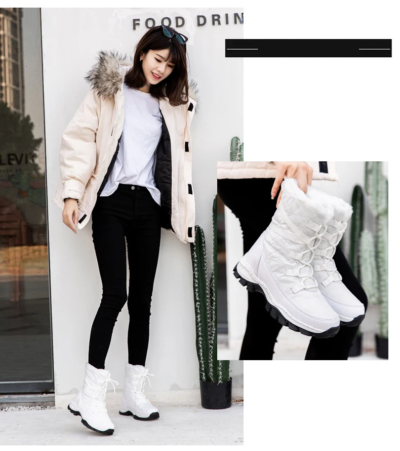 ERNESTNM/женские зимние ботинки; зимние ботинки на платформе; женская обувь; женские зимние ботинки из водонепроницаемого материала с толстым плюшем размера плюс; Botas Mujer