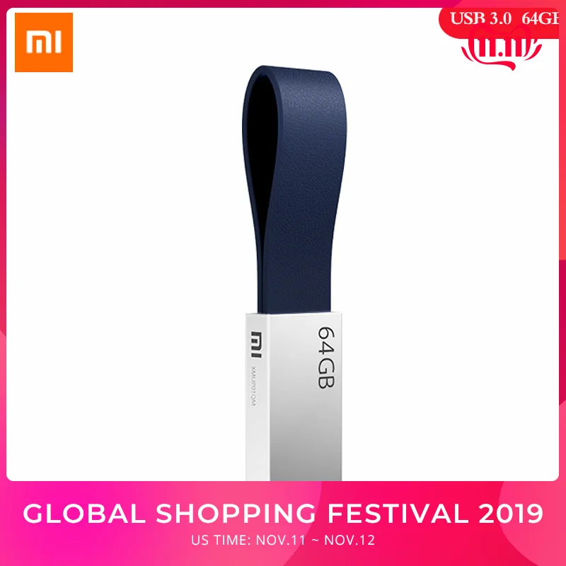 

Xiaomi Mijia 64G U Disk USB 3.0 High Speed Transmission 64GB U-Disk Full Mental Body With Lanyard Memory Device