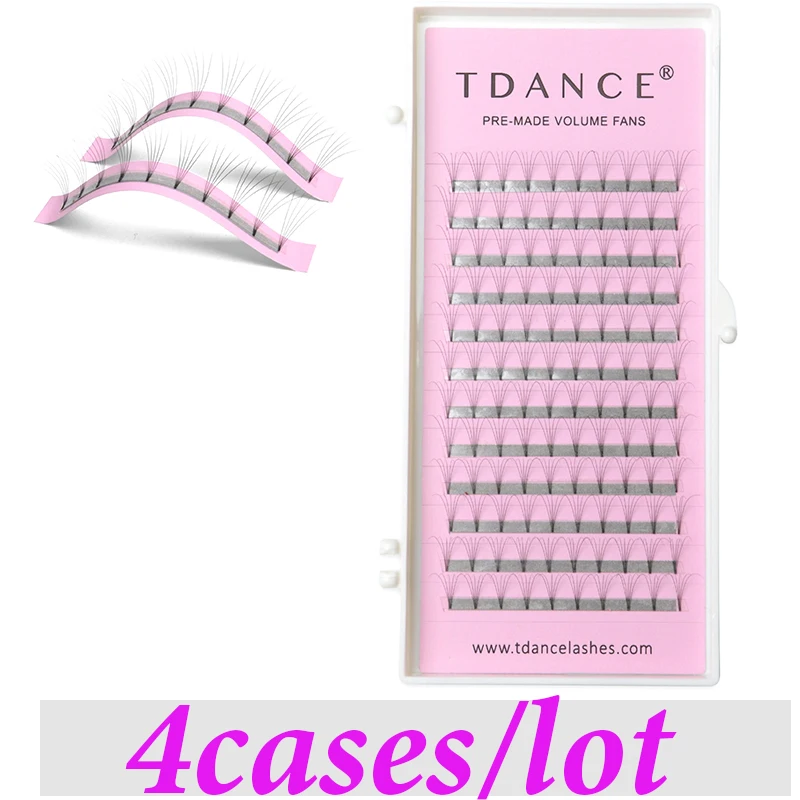 

TDANCE nature lashes 4pc Premade Volume Fans idividual eyelashes extension 0.07/0.10 C/D 8-15mm Short stem softmake up tools