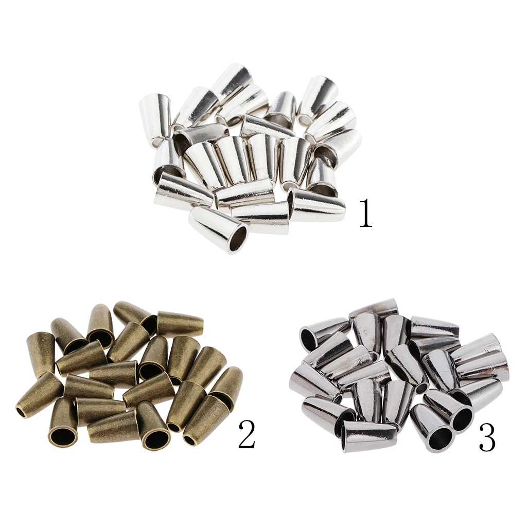20pcs Metal Conical Bell Stopper Without Lid Cord Ends Lock Stopper Rope End