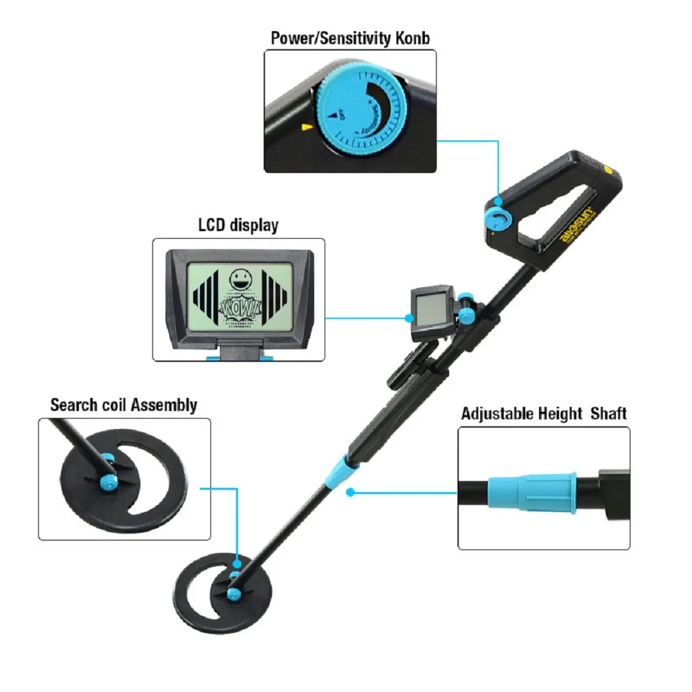 

Waterproof Metal Detector for Kid Beach Searching Underground Gold Hunter Portable Adjustable Length Children Toy All-sun TS20B