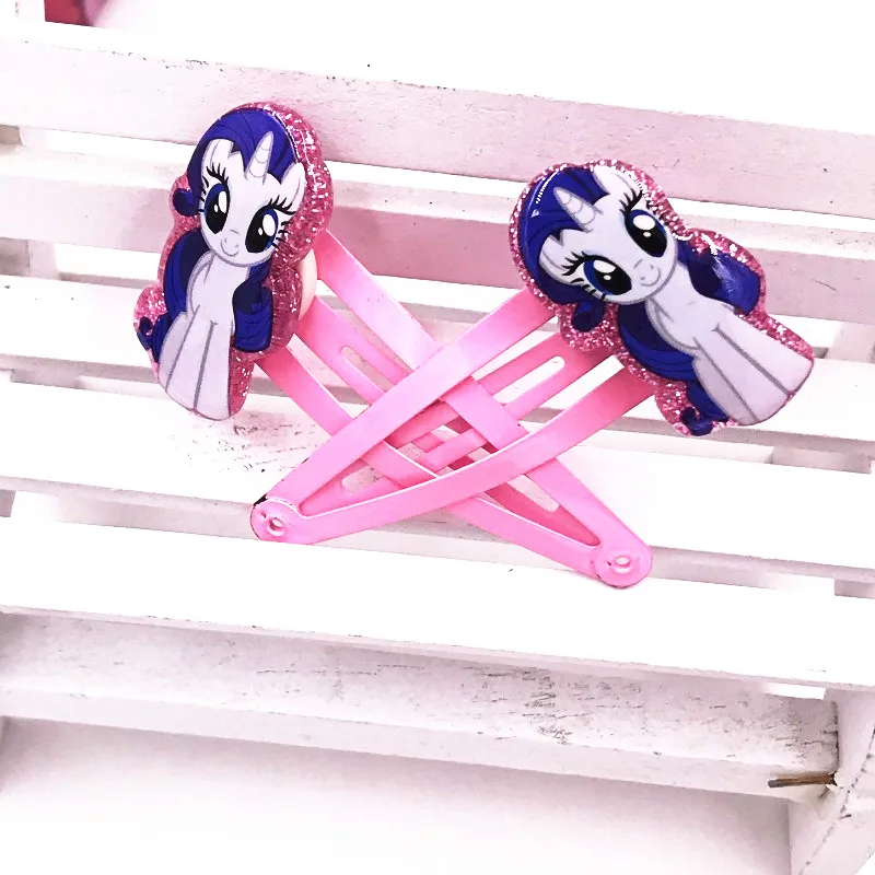 2 шт., милые заколки для волос My Little Poni, заколки для волос в виде лошади, единорога, полимерные аксессуары для волос для девочек, вечерние, подарки