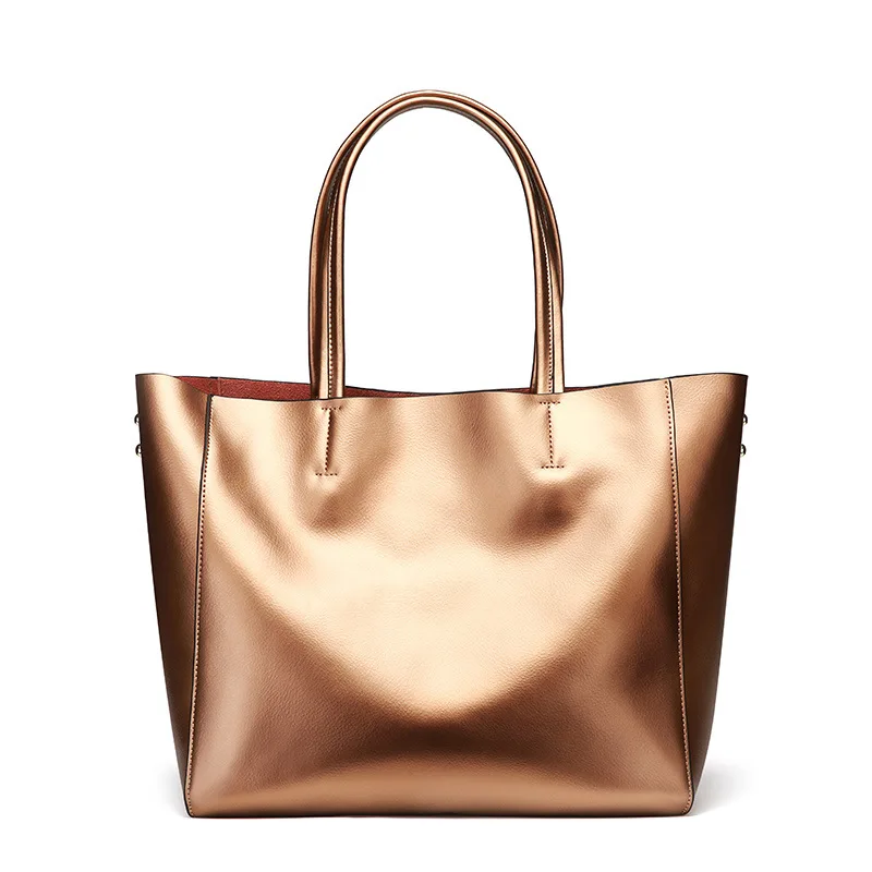 Бренд dienqi, женские сумки из натуральной кожи, серебряные большие женские сумки через плечо, большие женские кошельки и сумки, дизайнерские сумки-тоут - Цвет: gold