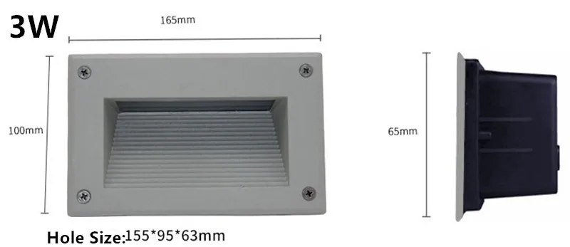 Угловой светильник светодиодный ступенчатый светильник 2 Вт 3W IP65 Алюминиевый встраиваемый лестничный настенный светильник для помещений и улицы встраиваемый настенный лестничный светильник 50 шт