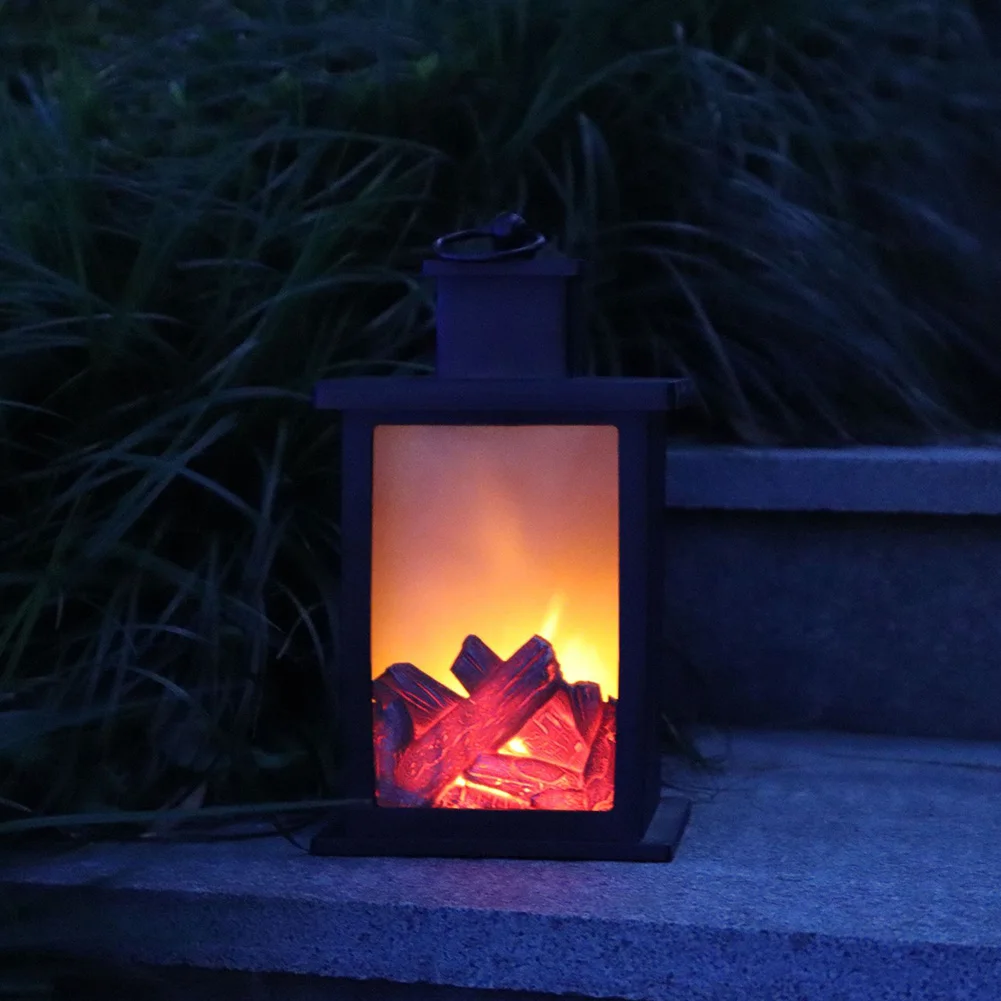 

Battery Operated Handle Indoor Fireplace Flame Lantern Light Outdoor Gift Hanging Led Lawn Portable Retro Decorative Ornament