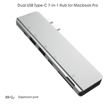 7 в 1 ноутбук TYPE-C USB 3,0 концентратор 4K HD адаптер PD USB-C Узловая док-станция металлический корпус SD TF микро кардридер адаптер слот