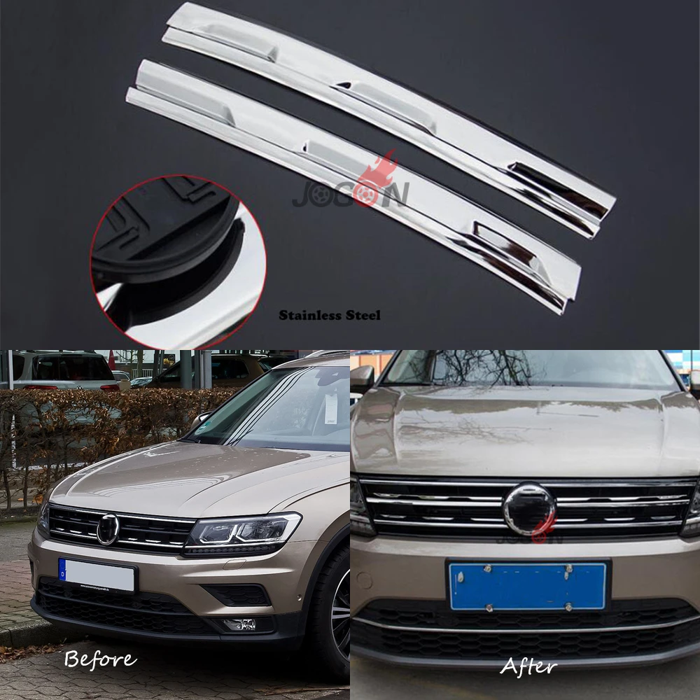 Автомобильная Передняя розетка полоски решетки для губ отделка Volkswagen Tiguan MK2 2017 2018