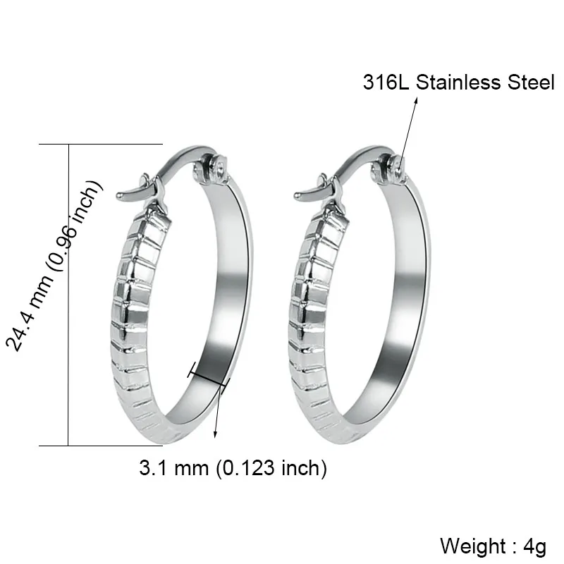 1363 Silver Серебряные/Золотые серьги-кольца для женщин, круглые серьги-кольца из нержавеющей стали, Женские Ювелирные изделия, вечерние аксессуары, подарок - Окраска металла: 1363 Silver