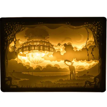 

Castle In The Sky Miyazaki Hayao Pierced Light And Shadow Paper Carving Lamp Action Figure Collection Model Toy X2739