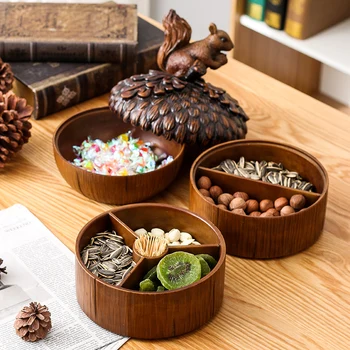 

American Art Resin Grid Fruit Snack Plate with Lid Modern Minimalist Living Room Office Dining Table Snack Nut Candy Storage Box