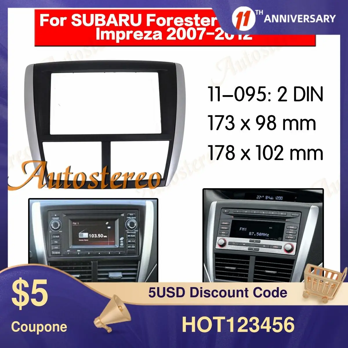 

Fascia Car GPS Navigation Radio Frame Panel For 2008-2013 Subaru Forester Impreza Fitting Dash CD DVD GPS Surround Panel Black