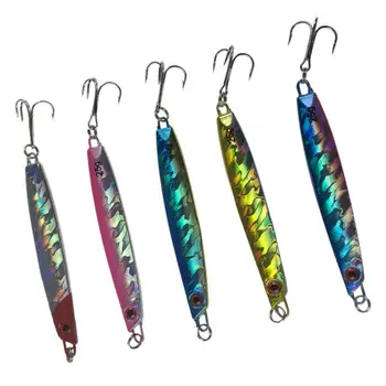 

5Pcs Lead Fishing Lure,Metal Fishing Jigs Saltwater Sea 4.1in 0.88oz Iron Lead Fish Metal Hard Baits Treble Hooks Bass Fishing L