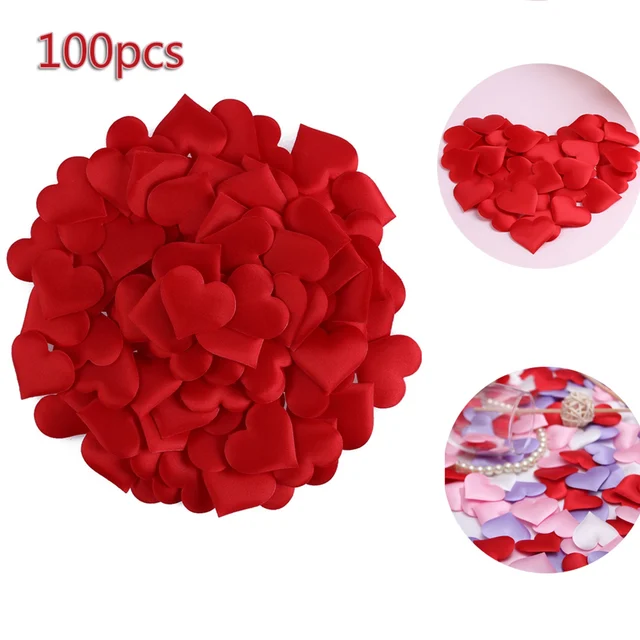 Blue Decoration for Weddings Valentine's Day and Other DIY Crafts! Engagement Parties 100pcs Mini Satin Padded Hearts 