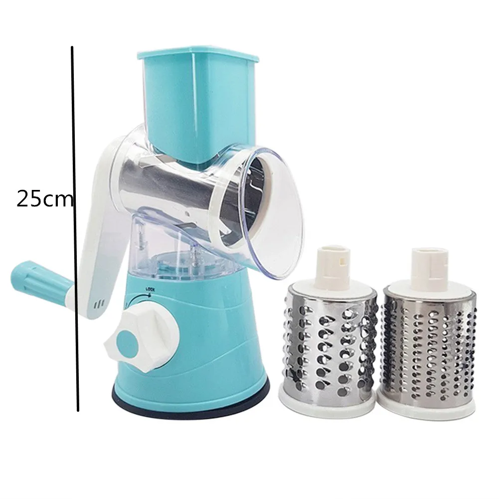 Vegetable Grater Potato Carrot Cutter For Kitchen Multi-terter Round Mandoline Slicer Multifunction Chopper Blades Kitchen Tool - Цвет: Blue  25cm