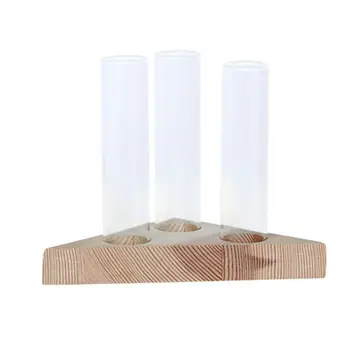 

Crystal Glass Test Tube Vase in Wooden Stand Flower Pots for Hydroponic Plants Q6PA