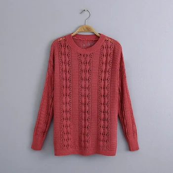 

Autumn New All-match Hollow-out Pullover Knitting Shirt Sweater Fashion Women's Clothing