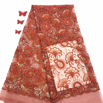 

French Tulle Lace Fabric High Quality African Sequence Lace Fabric Sequin Laces Material Women Nigerian Lace Fabrics For Wedding
