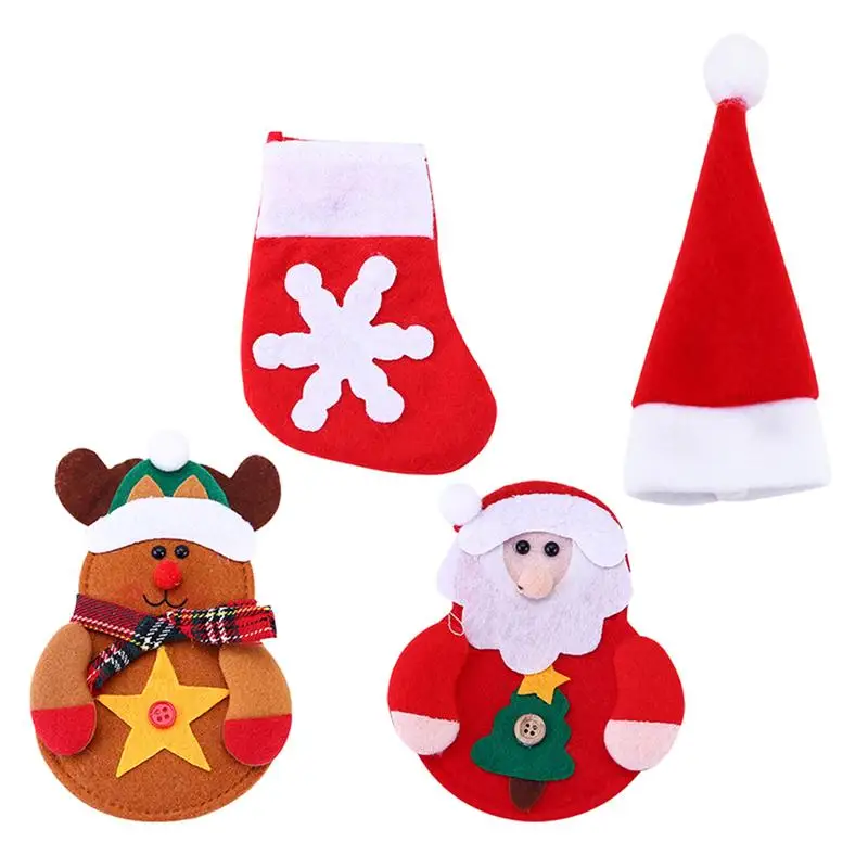 4 pcs Knife Fork Bags Christmas Dinner Supplies for Restaurant Hotel Home