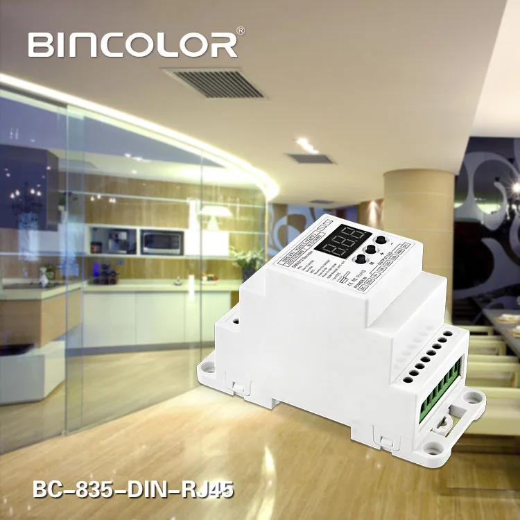 BC-835-DIN-RJ45 DC12-24V input 5A*5CH output, 5CH Constant voltage PWM DMX512/1990 Decoder controller for led strip light lamp
