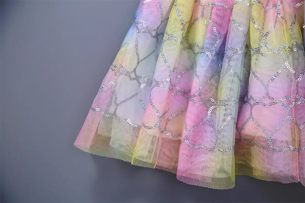 New Toddler Girls Skirts Fashion Cute Princess Skirts Fit 2 3 4 5 6 7 Years Children Kids Girls Sequin Embroidery Colorful Skirt