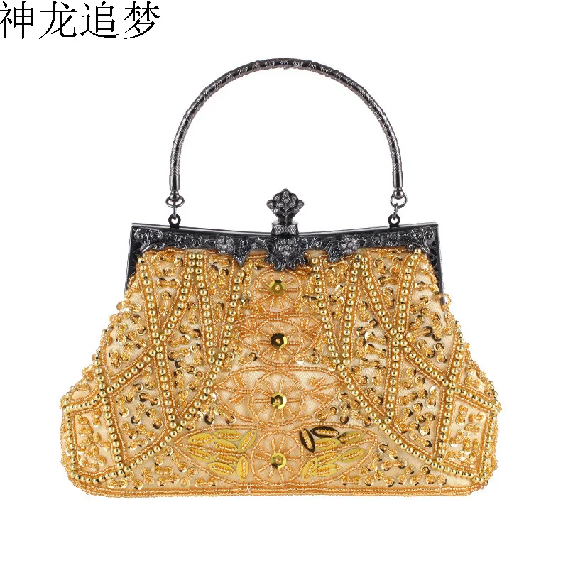 

Beaded women totes handbag evening clutch bag classic cheongsam match bridesmaid bag women purse shoulder bag mobile phone bag