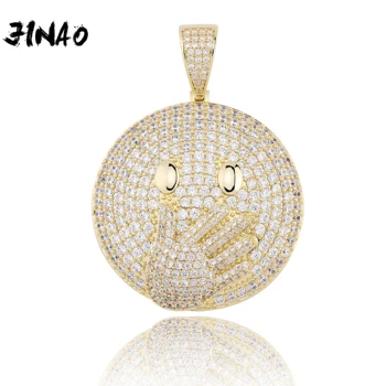 

JINAO New Cubic Zircon Iced Out Chain roundness Cover mouth and smile Hip Hop Jewelry Pendant Necklace For Men and Women